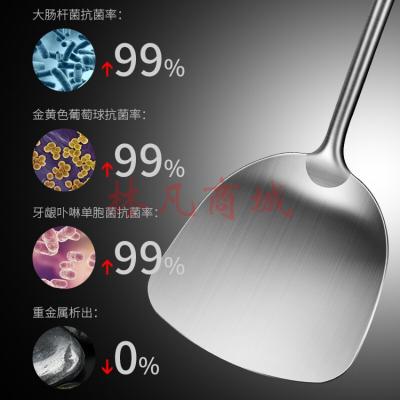 德国ive抗菌304不锈钢炒勺炒菜勺子加长柄锅铲子汤勺漏勺煎厨具家用厨师专用炒菜勺厨师手勺打菜勺水勺 抗菌炒勺白钢家用饭勺