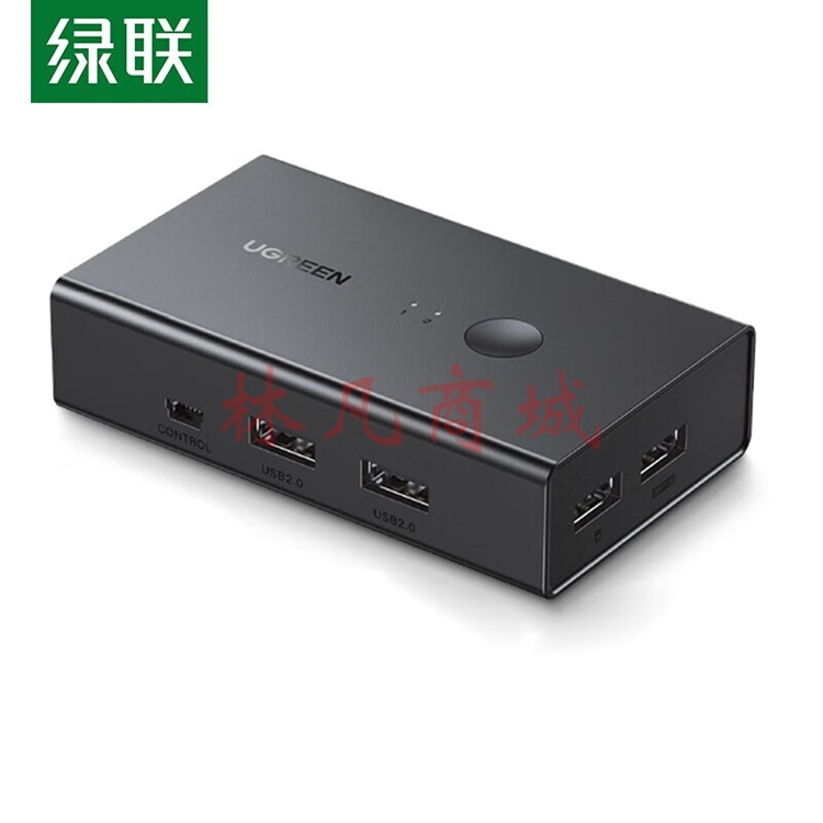 绿联KVM切换器HDMI2.0 二进一出切换器 USB打印机共享器共享显示器 带1.5米桌面控制器+2条打印机线 CM571（90478）