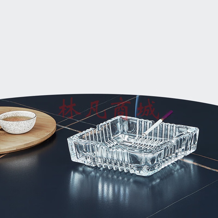 齐心(Comix) 180*180mm大号透明玻璃烟灰缸茶几餐桌摆件办公/居家用品YG03