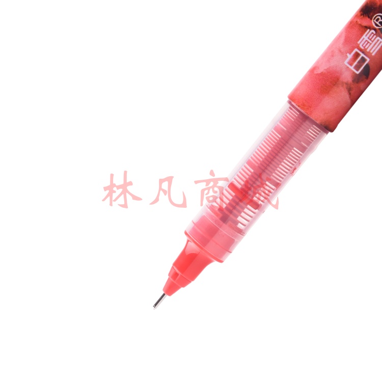 白雪(snowhite)P1500直液式速干走珠笔全针管中性笔学生教师批改用签字笔巨能写水笔0.5mm红色12支/盒