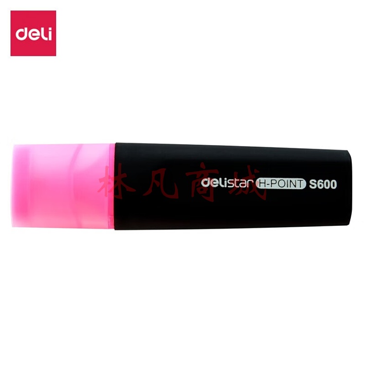 得力(deli) S600记号笔标记醒目荧光笔水性记号笔单只装学生文具 粉色