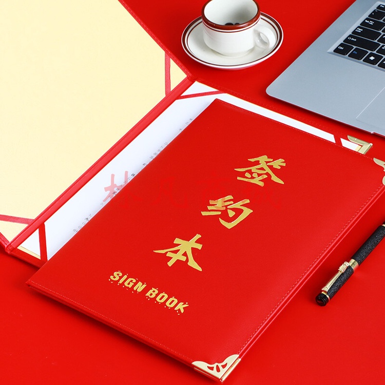 朗捷（longe） a4皮面签约本仪式本大红色合同签约夹商务文件夹战略合作合同本双方协议书夹子 a4红色（单本装）
