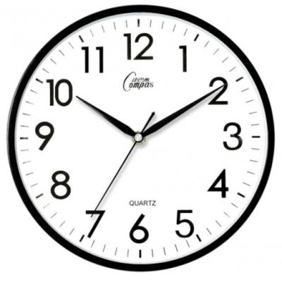 康巴丝（COMPAS）挂钟 创意简约钟表石英钟表挂墙时钟挂表 c2855 黑色
