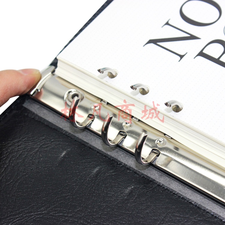  博宇A5商务会议记录本 活页笔记本 B5日记本 A6随身携带 皮面可换替芯 B5黑色 