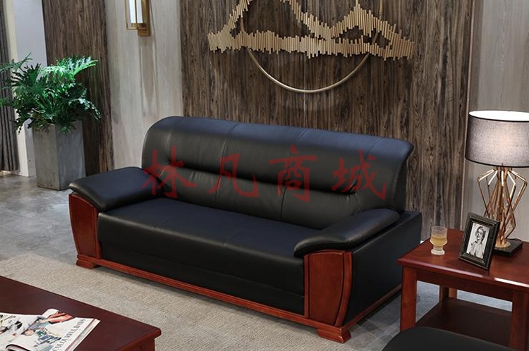 奈高办公沙发会客接待沙发实木扶手沙发商务办公沙发3人位 NG-01