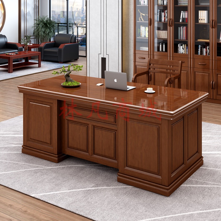 如澜实木办公桌老板桌总裁桌椅组合新中式大班台单人电脑桌家用写字书桌 39#1.4米桌(升级款